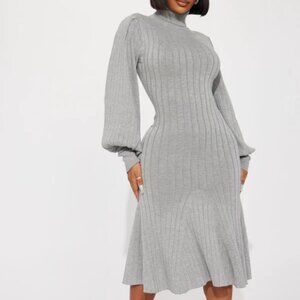 Aquarius Mermaid Sweater Midi Dress - Heather Grey